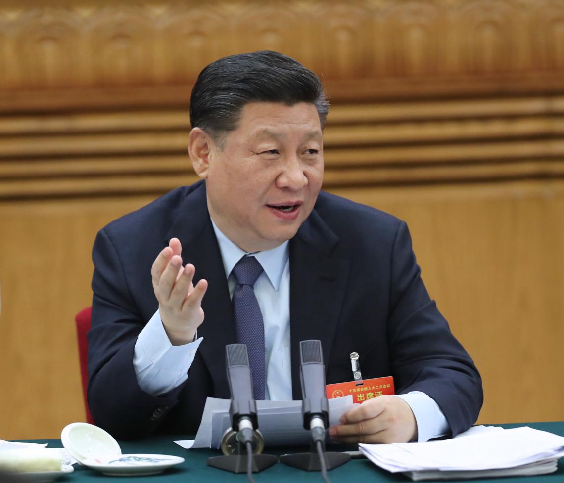 2019年3月7日,习近平参加十三届全国人大二次会议甘肃代表团的审议。